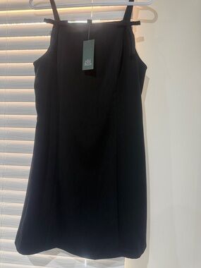 wild fable Black Mini Shift Dress with Square Neck